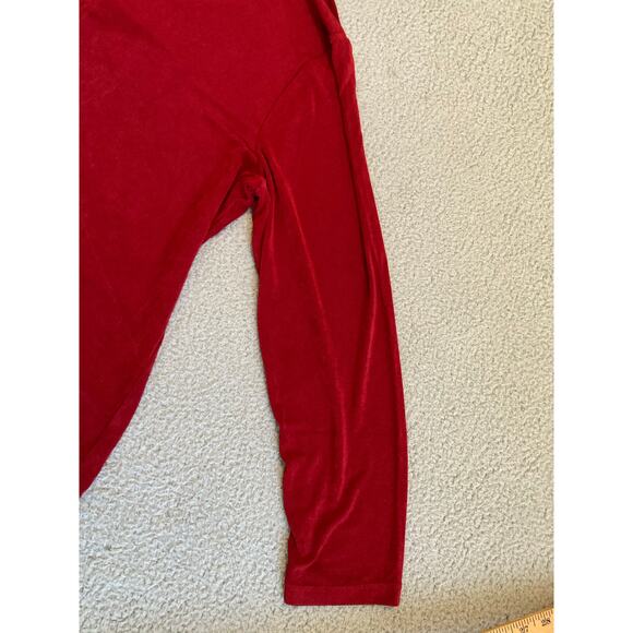 Chicos Travelers Top XL Slinky Stretch Long Sleeve V-Neck Career Gold Chain Red - Picture 8 of 15